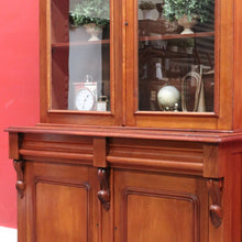 Load image into Gallery viewer, Antique Australian Cedar Two Height Bookcase with Glass Doors and Corbels. B12907