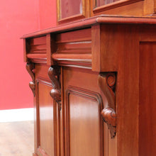 Load image into Gallery viewer, Antique Australian Cedar Two Height Bookcase with Glass Doors and Corbels. B12907