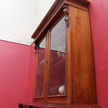 Load image into Gallery viewer, Antique Australian Cedar Two Height Bookcase with Glass Doors and Corbels. B12907