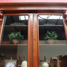 Load image into Gallery viewer, Antique Australian Cedar Two Height Bookcase with Glass Doors and Corbels. B12907