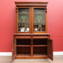 Load image into Gallery viewer, Antique Australian Cedar Two Height Bookcase with Glass Doors and Corbels. B12907