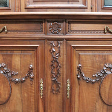 Load image into Gallery viewer, Antique French Walnut Two Height Bookcase with Carved Details and Glass Doors. B12910
