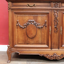 Load image into Gallery viewer, Antique French Walnut Two Height Bookcase with Carved Details and Glass Doors. B12910