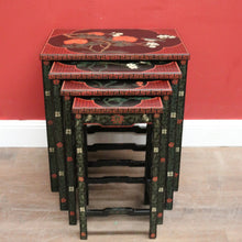 Load image into Gallery viewer, x SOLD Set of 4 Oriental Nesting Tables – Floral Design, Made in the People’s Republic of China. B12286