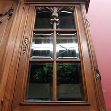 Load image into Gallery viewer, Antique French Walnut Two Height Bookcase with Carved Details and Glass Doors. B12910