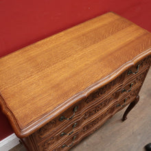 Load image into Gallery viewer, x SOLD French Antique Three Drawer Chest with Serpentine Top and Carved Motifs. B12842