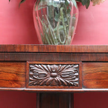 Load image into Gallery viewer, Antique Rosewood Regency Fold Over Card Games Table with Carved Base and Baize Interior. B12891