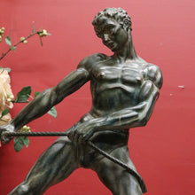 Load image into Gallery viewer, Art Deco Era Onyx & Bronze Sculpture – In the Style of Jean Marie Camus – “Man Pulling a Log” B12476