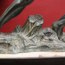 Load image into Gallery viewer, Art Deco Era Onyx & Bronze Sculpture – In the Style of Jean Marie Camus – “Man Pulling a Log” B12476