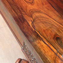 Load image into Gallery viewer, Antique Rosewood Regency Fold Over Card Games Table with Carved Base and Baize Interior. B12891