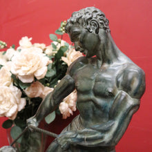 Load image into Gallery viewer, Art Deco Era Onyx & Bronze Sculpture – In the Style of Jean Marie Camus – “Man Pulling a Log” B12476