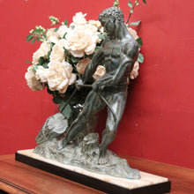 Load image into Gallery viewer, Art Deco Era Onyx & Bronze Sculpture – In the Style of Jean Marie Camus – “Man Pulling a Log” B12476