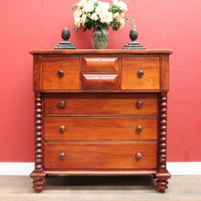 Load image into Gallery viewer, Antique Australian Cedar Chest of Drawers, Barley Twist Columns, Seven Drawers. B10359