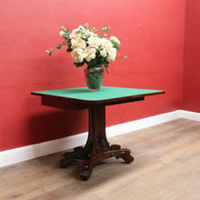 Load image into Gallery viewer, Antique Rosewood Regency Fold Over Card Games Table with Carved Base and Baize Interior. B12891