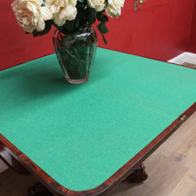 Load image into Gallery viewer, Antique Rosewood Regency Fold Over Card Games Table with Carved Base and Baize Interior. B12891