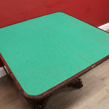 Load image into Gallery viewer, Antique Rosewood Regency Fold Over Card Games Table with Carved Base and Baize Interior. B12891