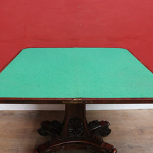 Load image into Gallery viewer, Antique Rosewood Regency Fold Over Card Games Table with Carved Base and Baize Interior. B12891