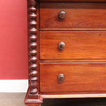 Load image into Gallery viewer, Antique Australian Cedar Chest of Drawers, Barley Twist Columns, Seven Drawers. B10359