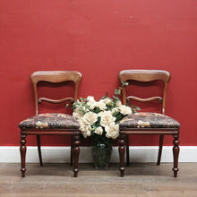 Load image into Gallery viewer, x SOLD Antique English Pair of Chairs with Oriental-Inspired Silk Seats and Turned Legs. B12477