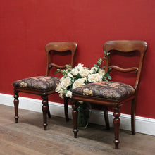 Load image into Gallery viewer, x SOLD Antique English Pair of Chairs with Oriental-Inspired Silk Seats and Turned Legs. B12477