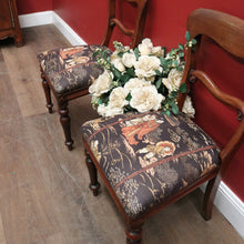 Load image into Gallery viewer, x SOLD Antique English Pair of Chairs with Oriental-Inspired Silk Seats and Turned Legs. B12477