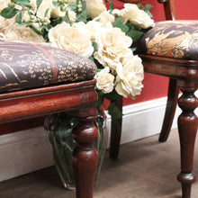Load image into Gallery viewer, x SOLD Antique English Pair of Chairs with Oriental-Inspired Silk Seats and Turned Legs. B12477