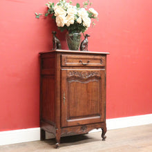 Load image into Gallery viewer, x SOLD Antique French Oak Hall Cabinet with Drawer, Key & Iron Handle. B12291