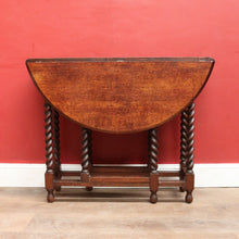 Load image into Gallery viewer, x SOLD English Oak Antique Drop Side Table with Barley Twist Hinged Support Legs. B12895