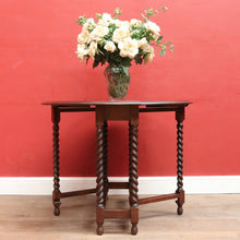 Load image into Gallery viewer, x SOLD English Oak Antique Drop Side Table with Barley Twist Hinged Support Legs. B12895