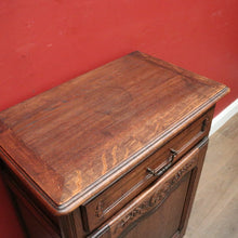 Load image into Gallery viewer, x SOLD Antique French Oak Hall Cabinet with Drawer, Key & Iron Handle. B12291