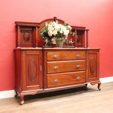 Load image into Gallery viewer, Australian Cedar Victorian Breakfront Sideboard with Oval Mirror and Cupboards. B12903