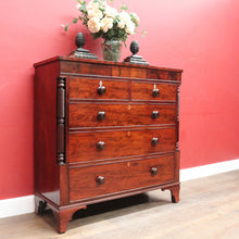 Load image into Gallery viewer, x SOLD English Mahogany Antique Chest Two Short Over Three Long with Secret Drawer. B12894