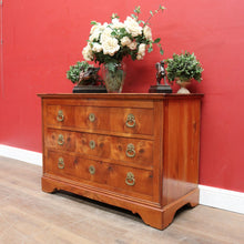 Load image into Gallery viewer, Antique French Cherrywood Three Drawer Chest of Drawers with Ornate Brass Handles. B13167