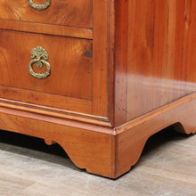 Load image into Gallery viewer, Antique French Cherrywood Three Drawer Chest of Drawers with Ornate Brass Handles. B13167