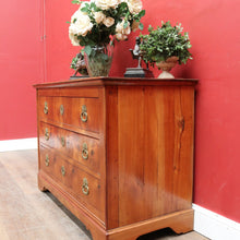 Load image into Gallery viewer, Antique French Cherrywood Three Drawer Chest of Drawers with Ornate Brass Handles. B13167