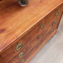 Load image into Gallery viewer, Antique French Cherrywood Three Drawer Chest of Drawers with Ornate Brass Handles. B13167