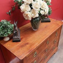 Load image into Gallery viewer, Antique French Cherrywood Three Drawer Chest of Drawers with Ornate Brass Handles. B13167