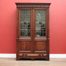 Load image into Gallery viewer, x SOLD Antique French Walnut Bookcase with Leadlight Doors, Adjustable Shelves & Drawer. B12258