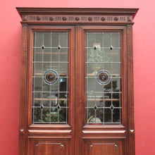 Load image into Gallery viewer, x SOLD Antique French Walnut Bookcase with Leadlight Doors, Adjustable Shelves & Drawer. B12258
