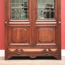 Load image into Gallery viewer, x SOLD Antique French Walnut Bookcase with Leadlight Doors, Adjustable Shelves & Drawer. B12258