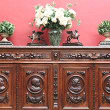 Load image into Gallery viewer, x SOLD Antique French Oak Four-Door Sideboard with Carved Panels and Bun Feet. B12727