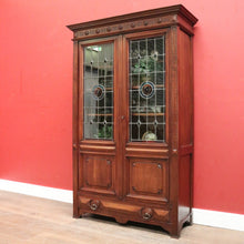 Load image into Gallery viewer, x SOLD Antique French Walnut Bookcase with Leadlight Doors, Adjustable Shelves & Drawer. B12258