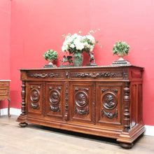 Load image into Gallery viewer, x SOLD Antique French Oak Four-Door Sideboard with Carved Panels and Bun Feet. B12727