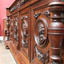 Load image into Gallery viewer, x SOLD Antique French Oak Four-Door Sideboard with Carved Panels and Bun Feet. B12727