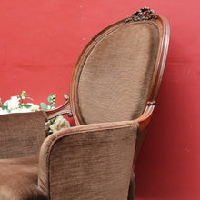 Load image into Gallery viewer, x SOLD Victorian English Walnut Gentleman’s Chair with Carved Back and Velvet Seat. B12867