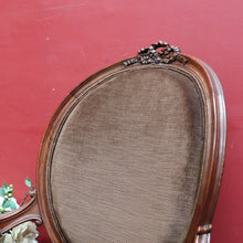 Load image into Gallery viewer, x SOLD Victorian English Walnut Gentleman’s Chair with Carved Back and Velvet Seat. B12867