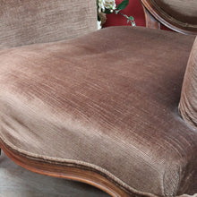 Load image into Gallery viewer, x SOLD Victorian English Walnut Gentleman’s Chair with Carved Back and Velvet Seat. B12867