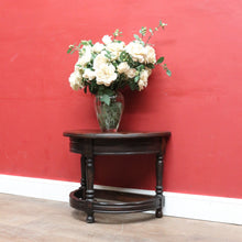 Load image into Gallery viewer, x SOLD Antique French Oak Demi-Lune Credenza Lamp or Side Table with Turned Legs and Curved Stretcher. B12737