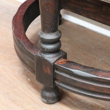 Load image into Gallery viewer, x SOLD Antique French Oak Demi-Lune Credenza Lamp or Side Table with Turned Legs and Curved Stretcher. B12737