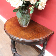 Load image into Gallery viewer, x SOLD Antique French Oak Demi-Lune Credenza Lamp or Side Table with Turned Legs and Curved Stretcher. B12737